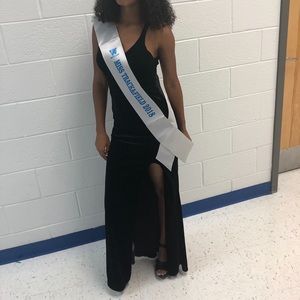 Black floor length homecoming dress